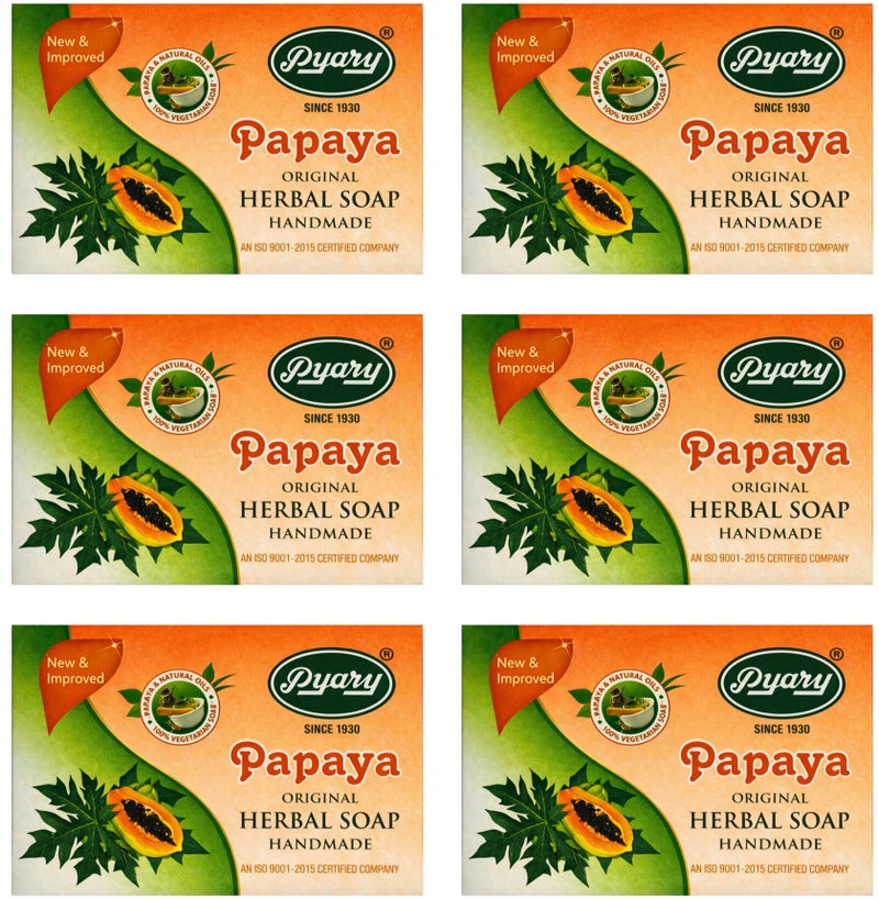 بياري صابون البابايا العشبي الأصلي المصنوع يدويًا عبوة 6 قطع