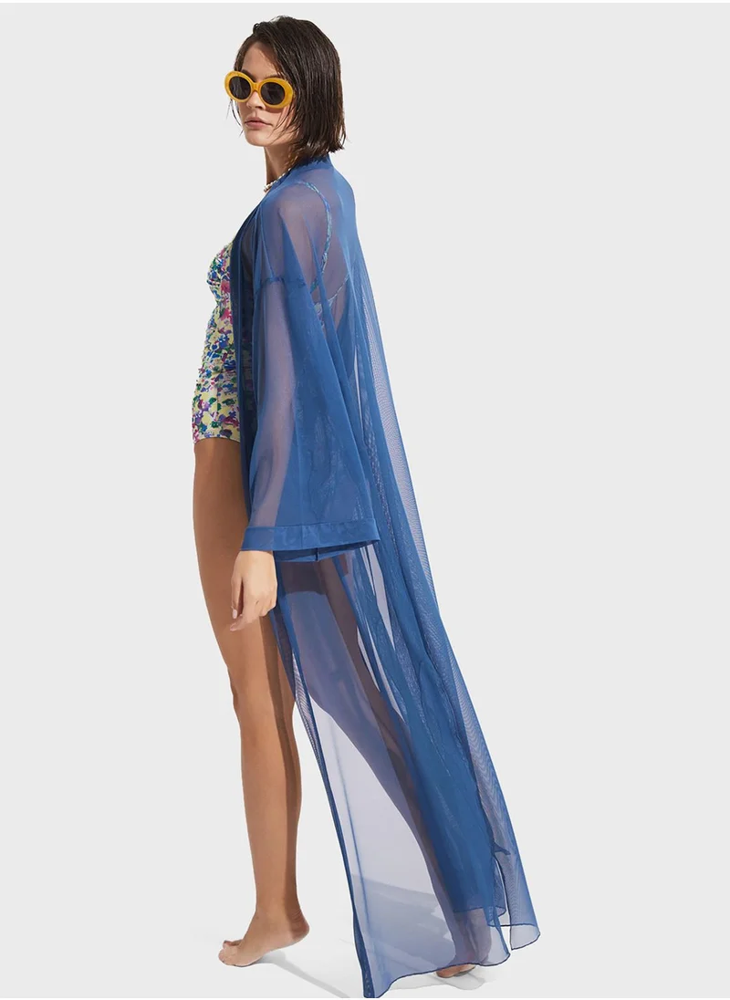 جون Mesh Longline Kimono