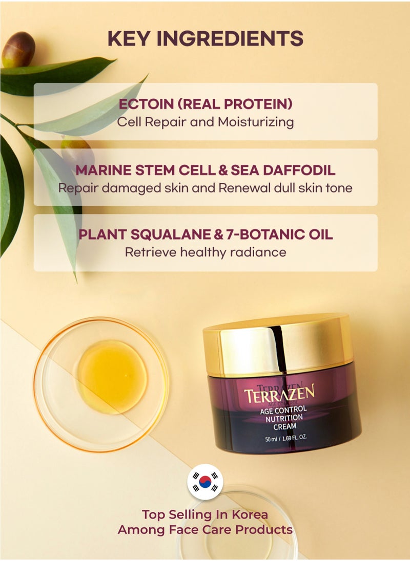 Terrazen Korean Face Skin Care Anti Aging Cream -  Anti Wrinkle, Hydrating & Moisturizing Cream - Firming 24 Hours Cream for Dry & Sensitive Skin  - Image 3