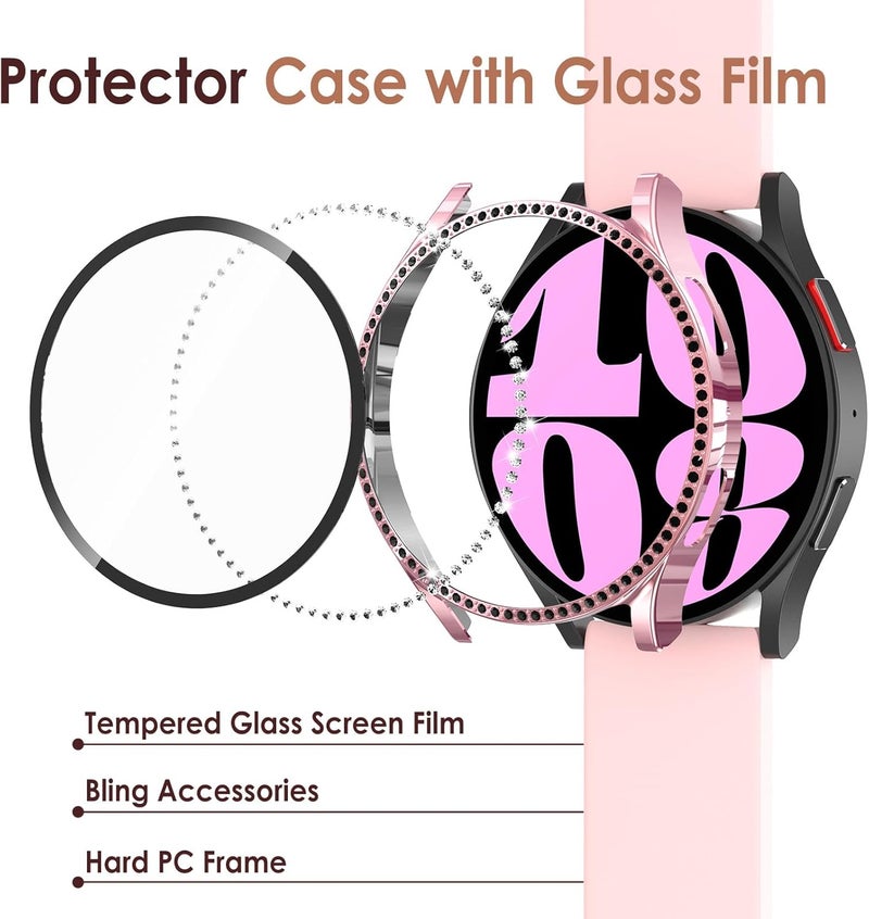 Simpeak 5 Pack Bling Screen Protector Case Compatible with Samsung Galaxy Watch 6 40mm 2023 HD Full Protection Bumper Case Cover Compatible with Galaxy Watch 6 40mmBlackSilverBlueRose PinkGold - Image 3