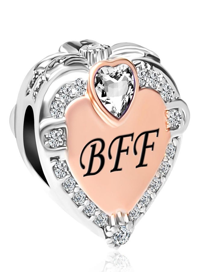 MiiFort Best Friend Forever Friendship Rose Gold Love Heart Charm fits Pandora Charms Moments Bracelets Two-tone Clear Cubic Zirconia Birthstones - Image 2
