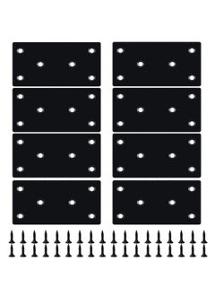 Y&D 8PCS Black Flat Mending Plate Stainless Steel Bracket with Holes Metal Straight Brace Repair Joining Fixing for Wood Screws  - Image 1