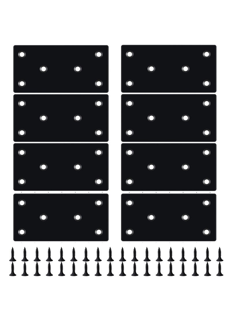 Y&D 8PCS Black Flat Mending Plate Stainless Steel Bracket with Holes Metal Straight Brace Repair Joining Fixing for Wood Screws  - Image 1