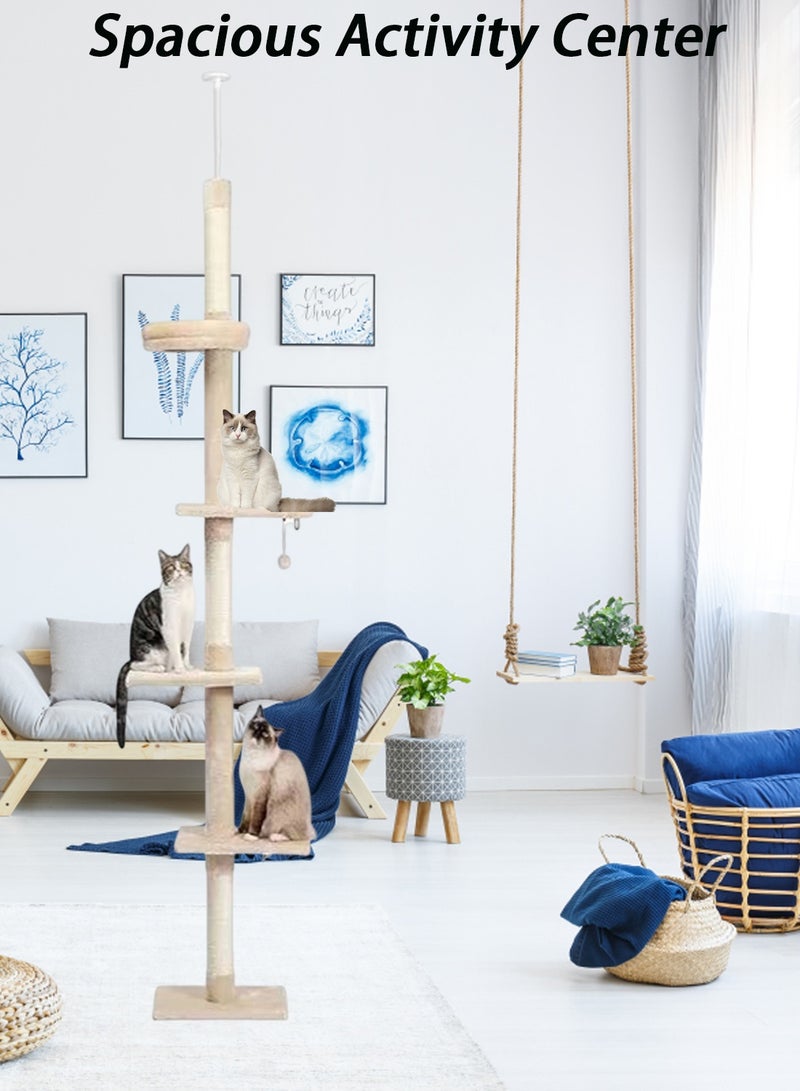 كيدل شجرة قطة متعددة المستويات من الأرض إلى السقف مع عمود للاحتكاك وقابلة للتعديل في الارتفاع - Image 5