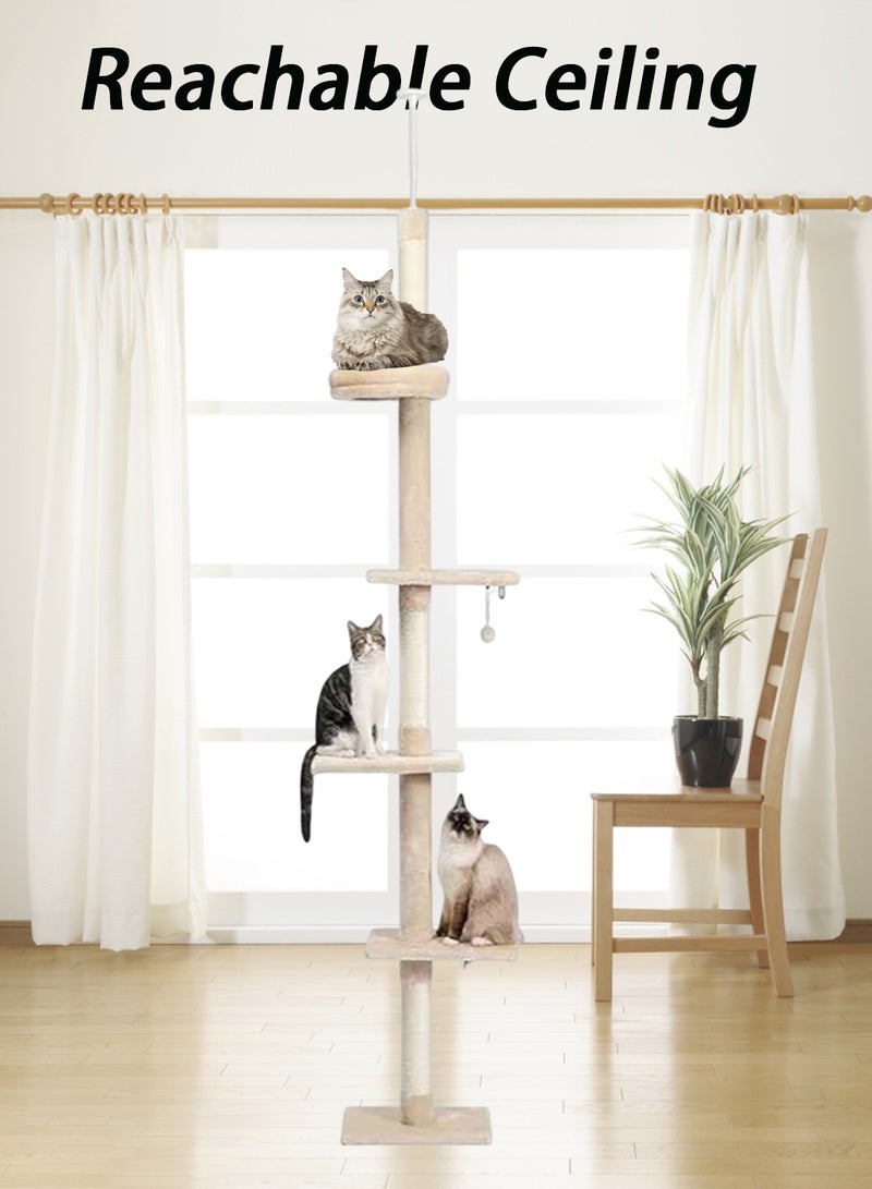 كيدل شجرة قطة متعددة المستويات من الأرض إلى السقف مع عمود للاحتكاك وقابلة للتعديل في الارتفاع - Image 4