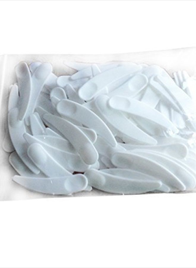 ONWON 100 PCS Mini Curved Cosmetic Scoop Makeup Mask Plastic Spoon (White) - Image 3