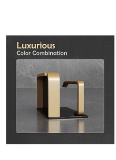 SYOSI Toilet Paper Holder, with Shelf Adhesive Wall Mounted, No Drill Aluminium Alloy Stainless and Rustproof, Dispenser Bathroom Organizer Storage Rack Matte, Black Gold  - Image 5