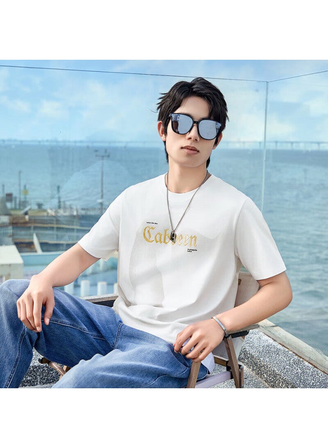 Cabbeen Cool Sensation Sorona T-shirt 24 Summer High Frequency Printed Logo Bleached White 02 54 - Image 1