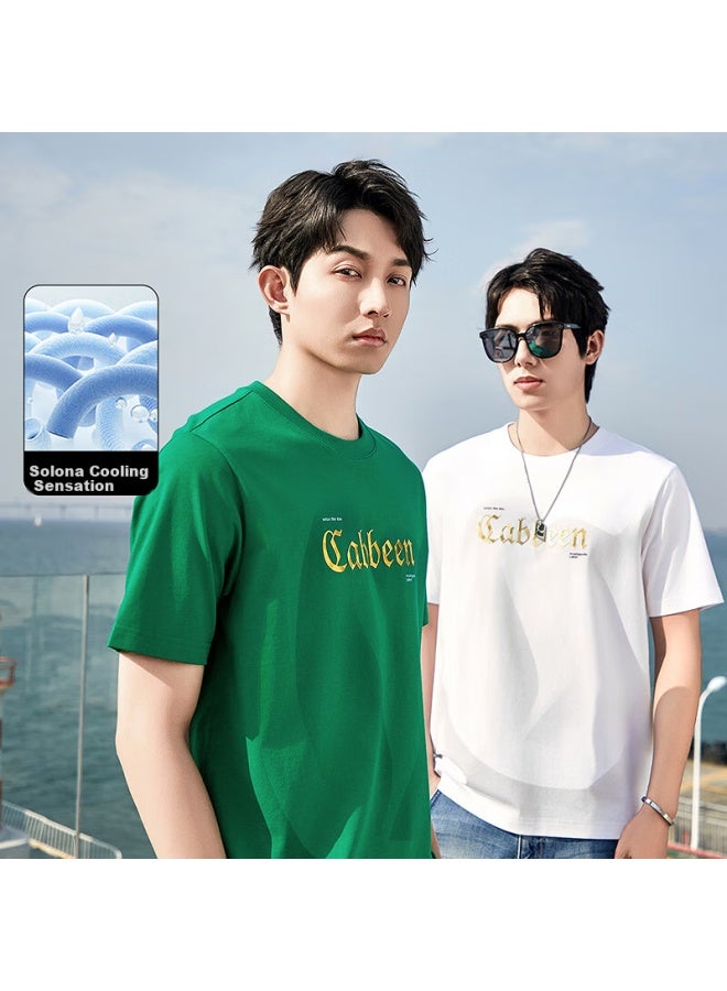 Cabbeen Cool Sensation Sorona T-shirt 24 Summer High Frequency Printed Logo Bleached White 02 54 - Image 3