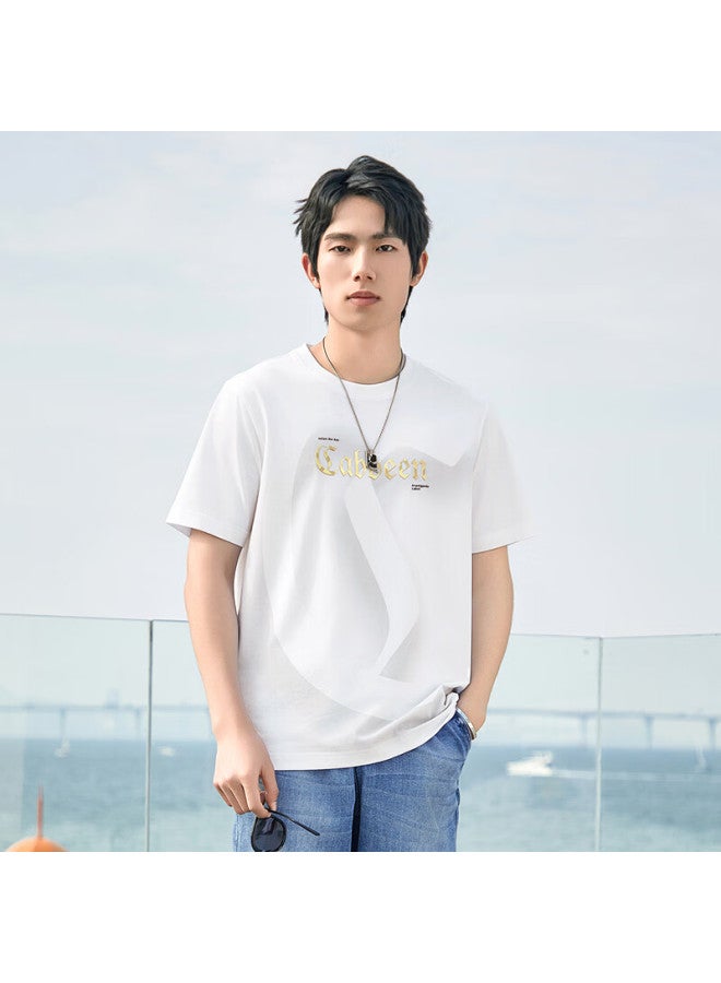 Cabbeen Cool Sensation Sorona T-shirt 24 Summer High Frequency Printed Logo Bleached White 02 54 - Image 2