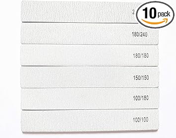 MH 6X Nail Files Zebra Square Rectangle Shape Mixed Grit Double Sided Emery Board Pro File - Image 1