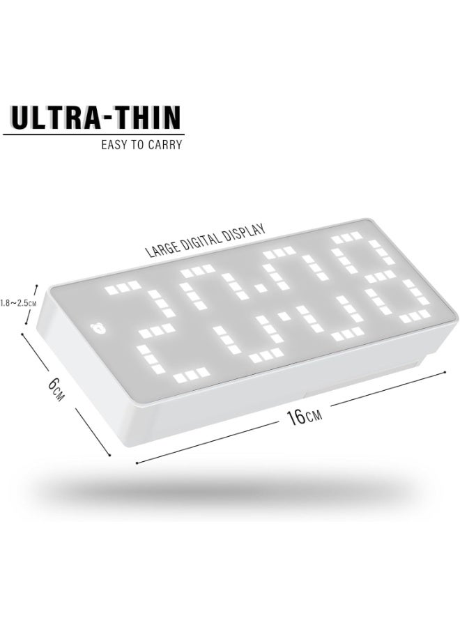 ساعة رقمية مثالية لغرف النوم أو المكاتب، تعرض الوقت والتاريخ ودرجة الحرارة بوضوح. سهلة الاستخدام وتعمل عبر USB أو البطارية. - Image 2