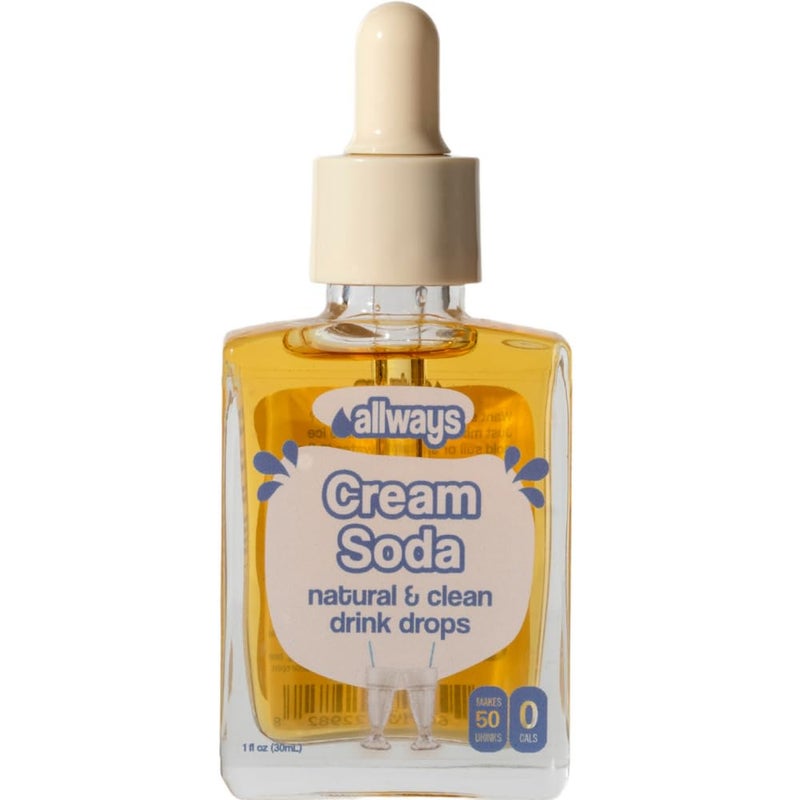 Allways Drops Natural Cream Soda Water Enhancer | Sugar-Free, Zero Calories, Monk Fruit Sweetened | Glass Bottle for On-the-Go Hydration | Kids & Adults | 50 Servings | Pack-of-1 - Image 1