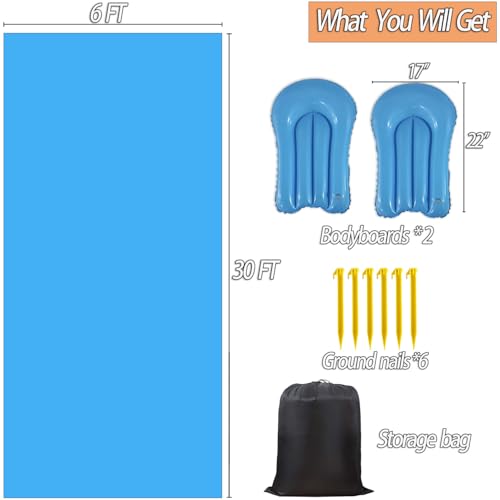 Ahpuhtan 30 x 6Ft Slip and Slide for Adults with 2 Bodyboards, Extra Long Heavy Duty Slip n Slide Backyard, Lawn Big Water Slide Tarp for Adults (30 x 6 FT) - Image 2