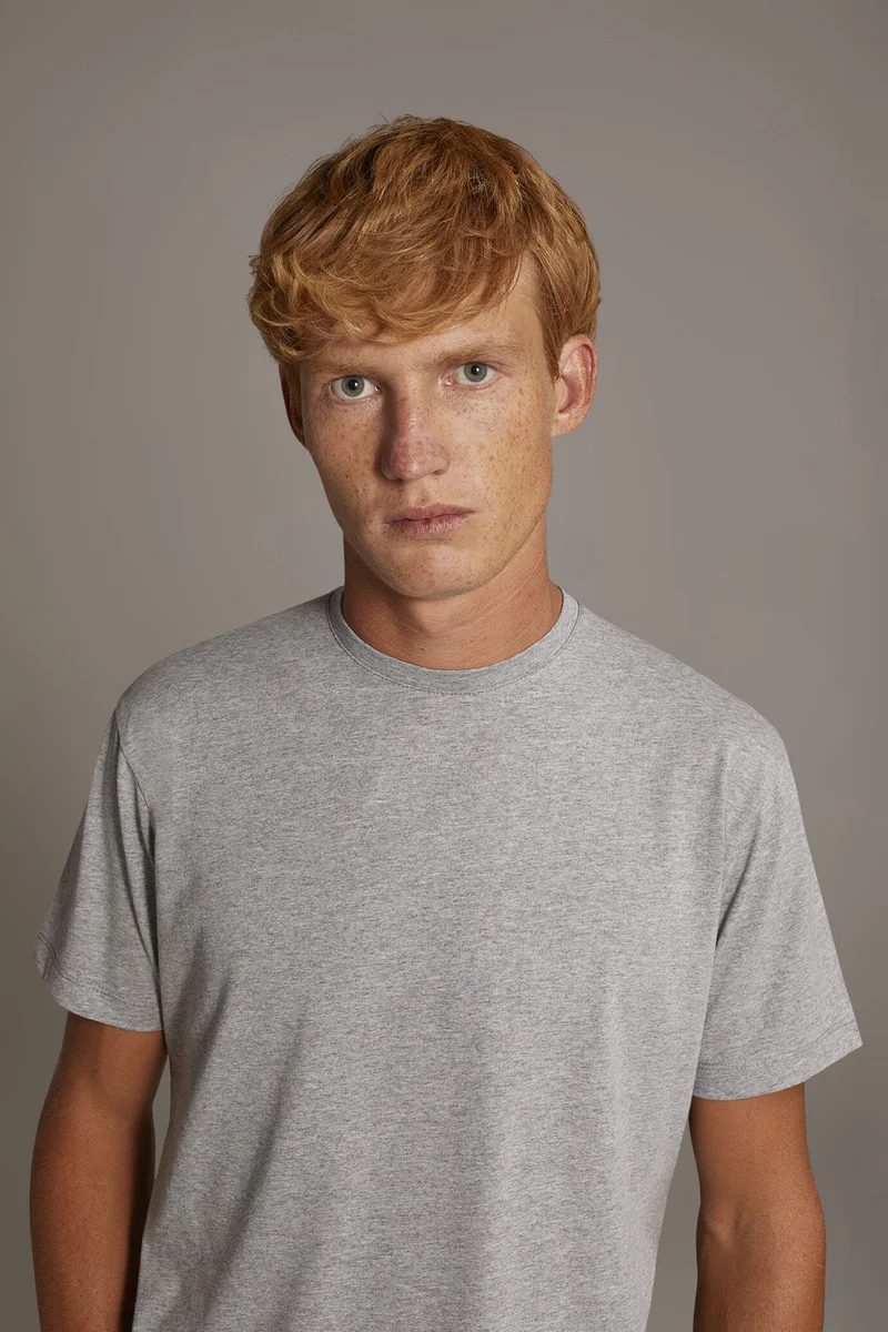 Doppelganger 100% cotton made in Italy round neck t-shirt - Grey Mel