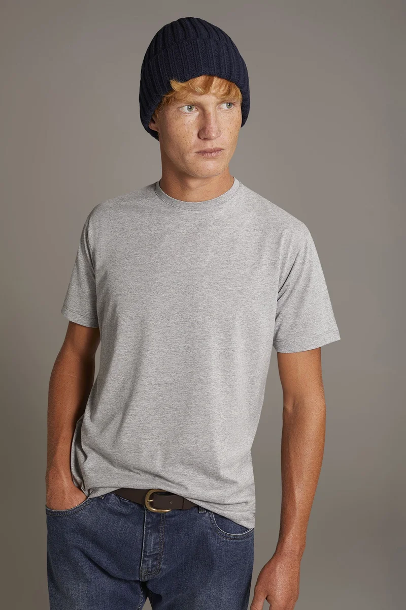 Doppelganger 100% cotton made in Italy round neck t-shirt - Grey Mel