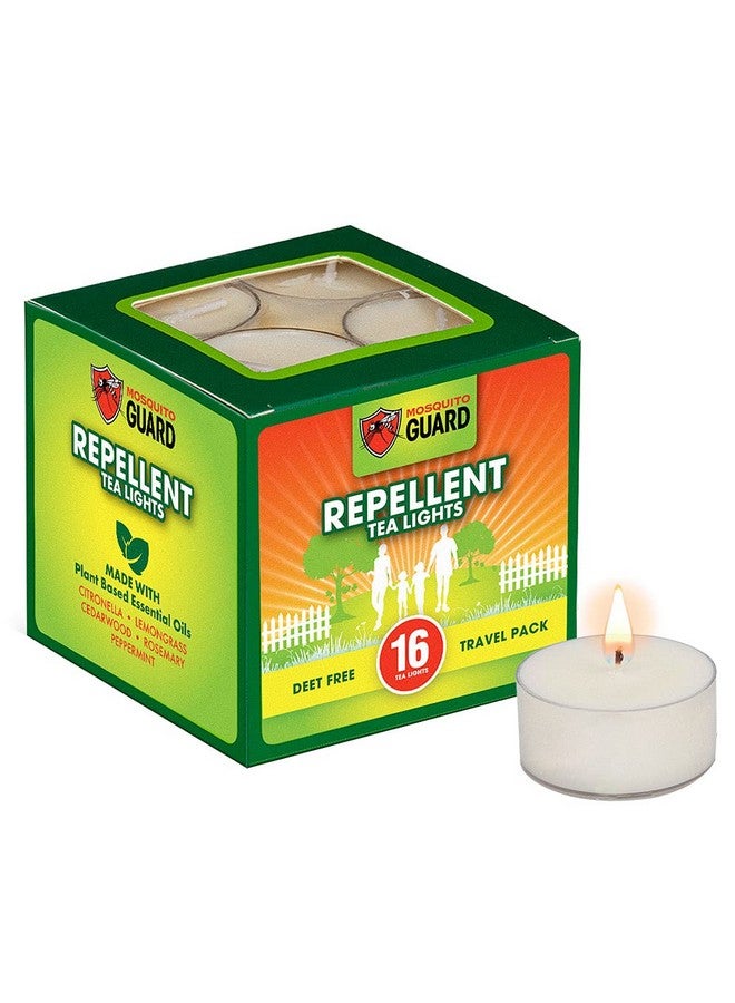 Mosquito Guard Mosquito Guard 16 Tealight Citronella Candles Outdoor Mosquito Repellent Indoors - DEET Free Mosquito Candles for Outside - Natural Mosquito Repellent Outdoor Patio Candle - Yard Bug Repellent Candle  - Image 1