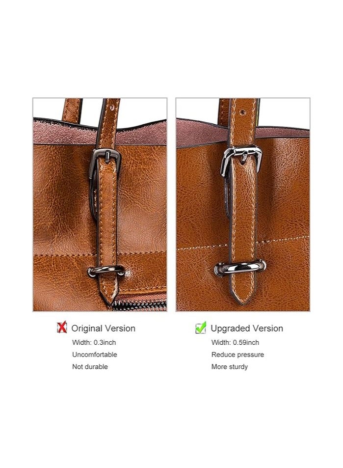 NIBEMINENT Women Vintage Genuine Leather Tote Shoulder Bag Handbag Purse Big Large Capacity  - Image 3