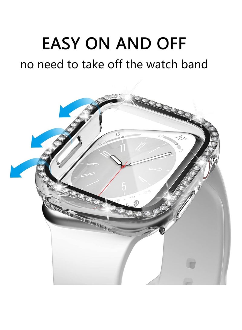 Watch Case For Apple Watch Series 8 45mm & Series 7 45mm With Screen Protector,  Hard PC Bling Bumper Shiny Crystal Diamond Rhinestone Protective Cover - Image 1