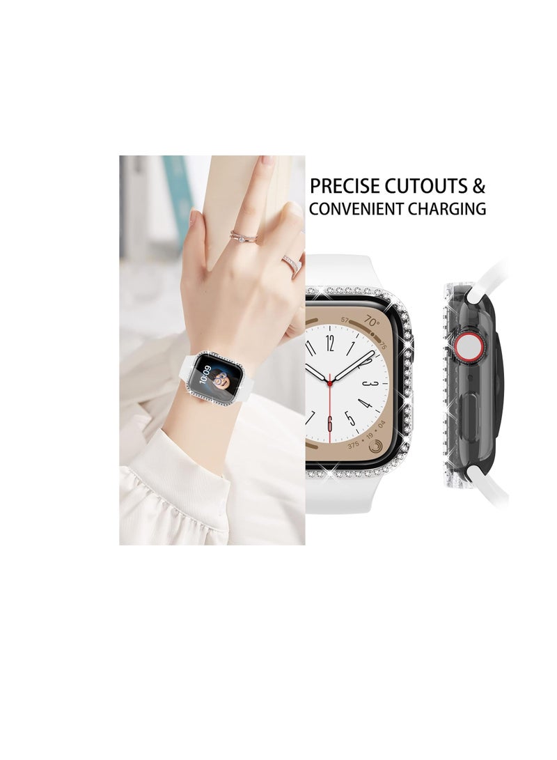 Watch Case For Apple Watch Series 8 45mm & Series 7 45mm With Screen Protector,  Hard PC Bling Bumper Shiny Crystal Diamond Rhinestone Protective Cover - Image 2