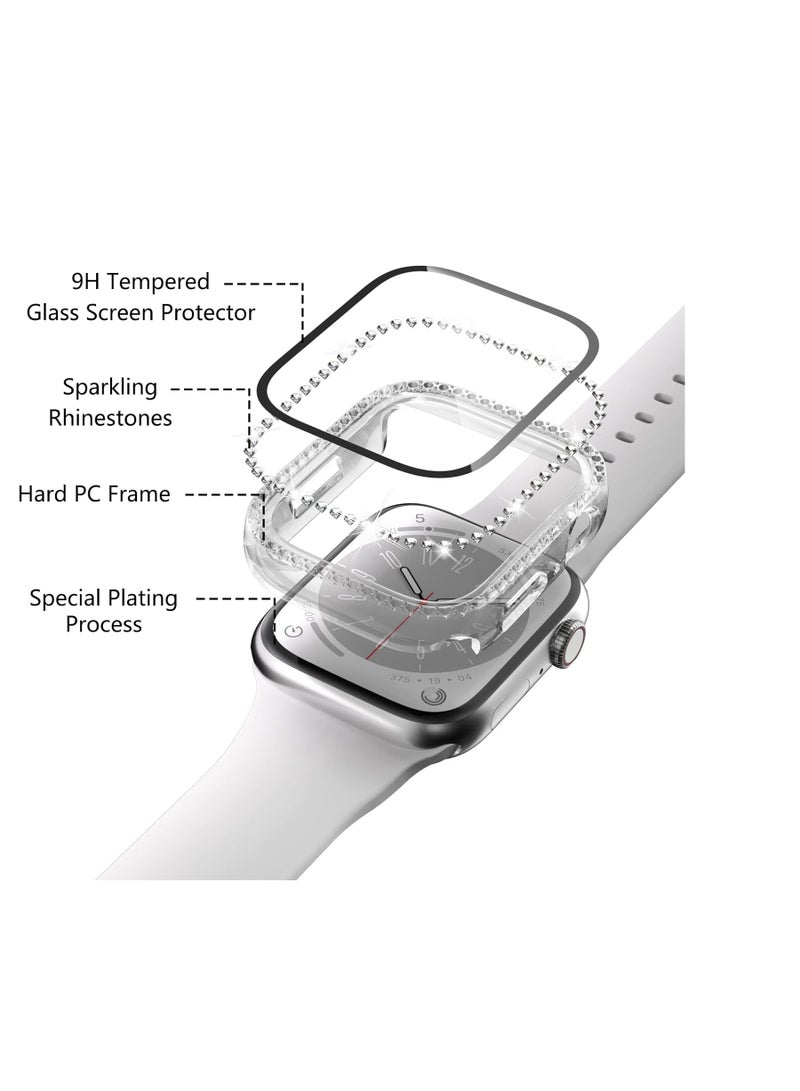 Watch Case For Apple Watch Series 8 45mm & Series 7 45mm With Screen Protector,  Hard PC Bling Bumper Shiny Crystal Diamond Rhinestone Protective Cover - Image 3