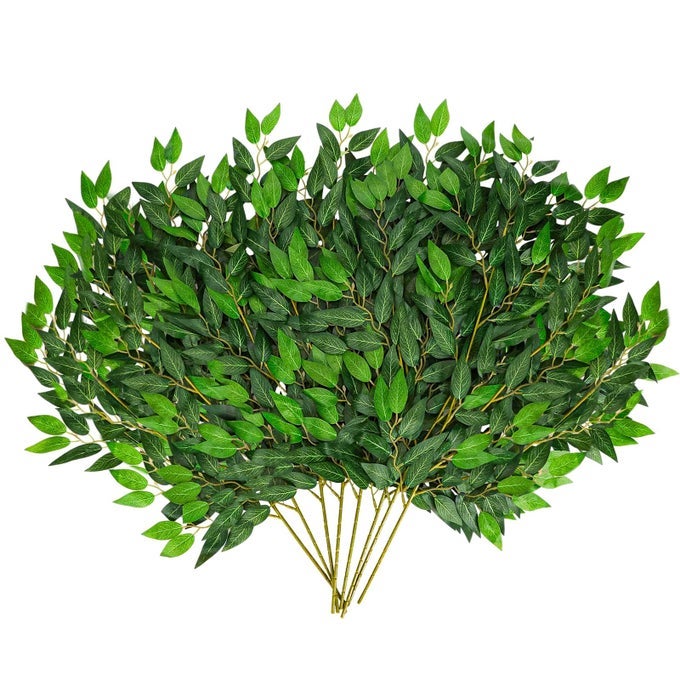 24PCS ITALIAN RUSCUS GREENERY STEMS 276IN ARTIFICIAL GREEN LEAF GARLAND VINES HANGING SPRAY FOR WEDDING ARCH BOUQUET FILLER TABLE CENTERPIECES HOME DECOR