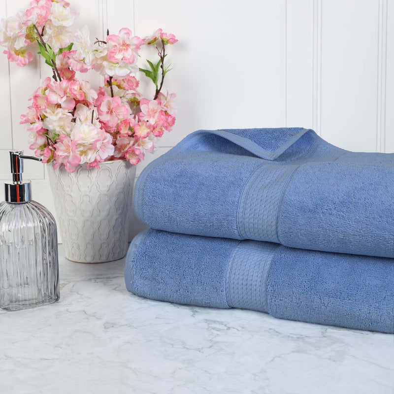 Superior Superior Egyptian Cotton Pile Bath Sheet Set of 2 Ultra Soft Luxury Towels Thick Plush Essentials Absorbent Heavyweight Guest Bath Hotel Spa Home Bathroom Shower Basics Denim Blue 