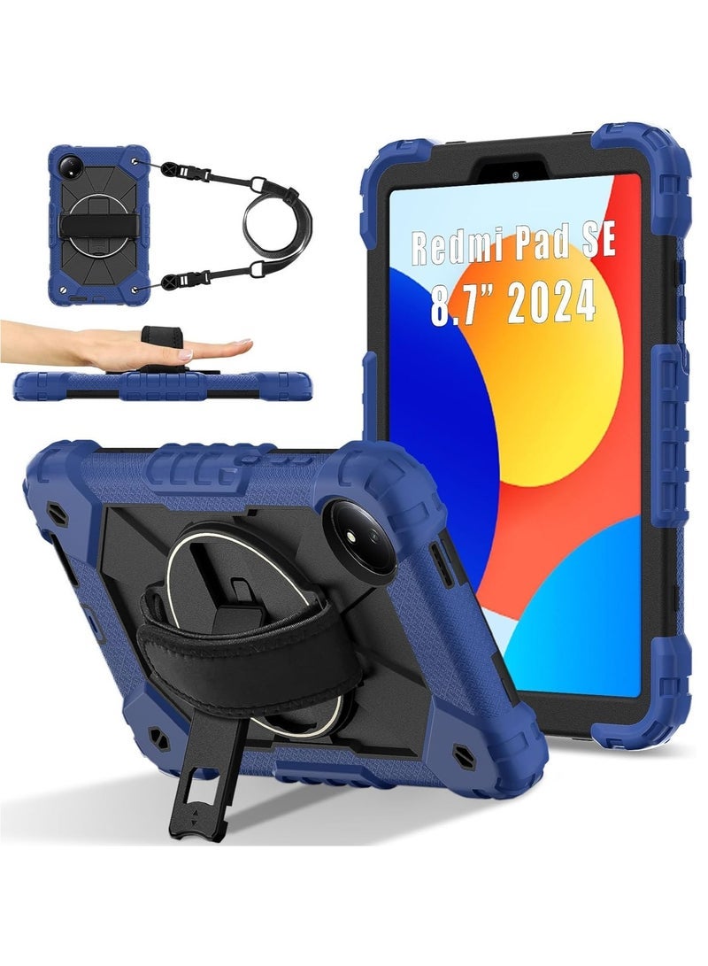 general Kids Case Compatible with Xiaomi Redmi Pad SE 8.7 inch 2024 Tablet Cover Hard PC Shockproof Strap Shell Wristband Rotating Bracket For Redmi Pad SE 8.7