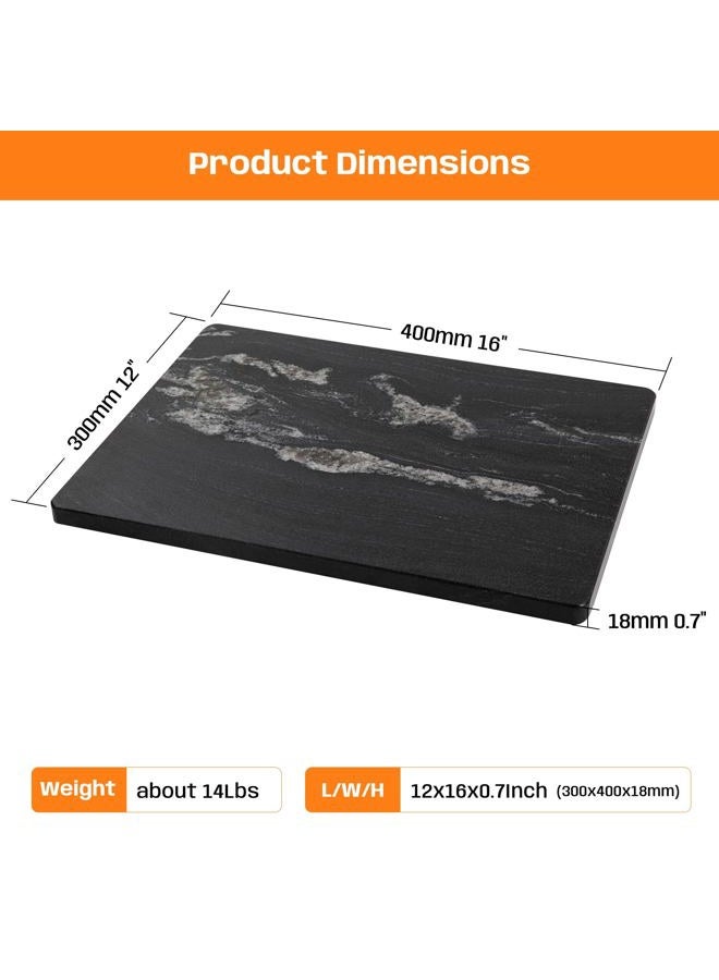 Adolif Natural Black Marble Pastry and Cutting Board, 12x16x0.7 Inch, Heavy for Dough Chocolate, Pack of 1 - Image 3