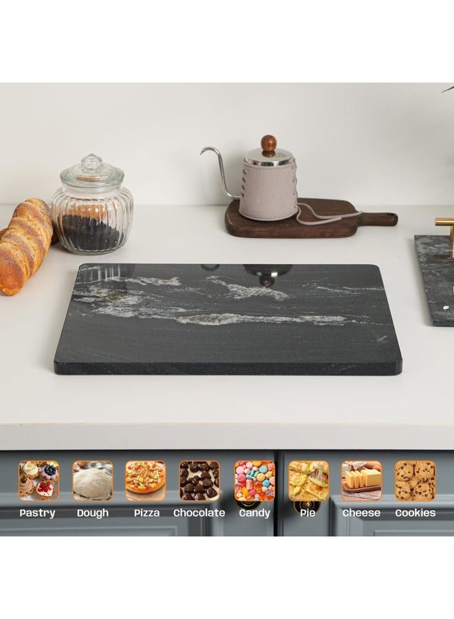 Adolif Natural Black Marble Pastry and Cutting Board, 12x16x0.7 Inch, Heavy for Dough Chocolate, Pack of 1 - Image 5