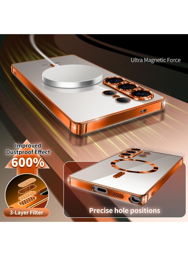 أكاليكس جراب مغناطيسي لهاتف سامسونج S26 ألترا، جراب شفاف، [متوافق مع ماج سيف، واقي عدسة كاميرا مدمج] | برتقالي - Image 5