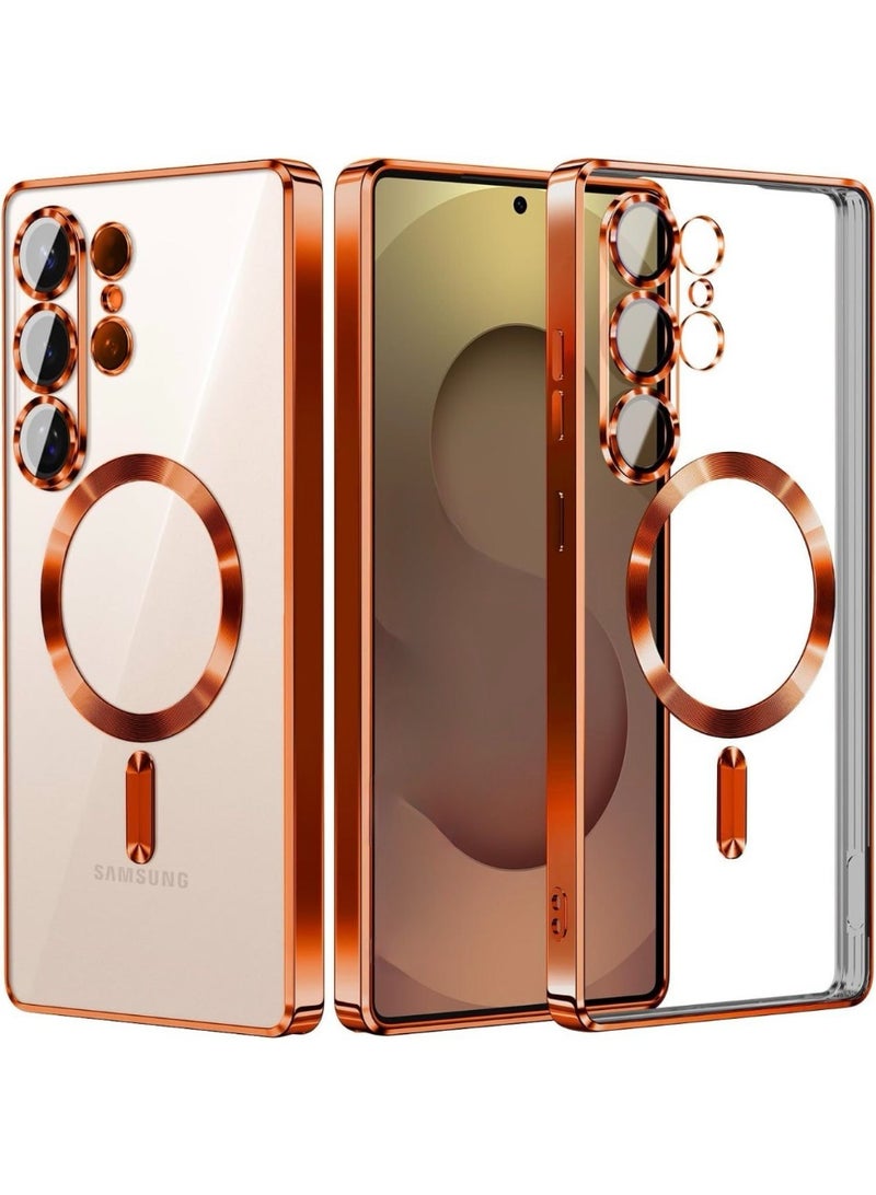 أكاليكس جراب مغناطيسي لهاتف سامسونج S26 ألترا، جراب شفاف، [متوافق مع ماج سيف، واقي عدسة كاميرا مدمج] | برتقالي - Image 1