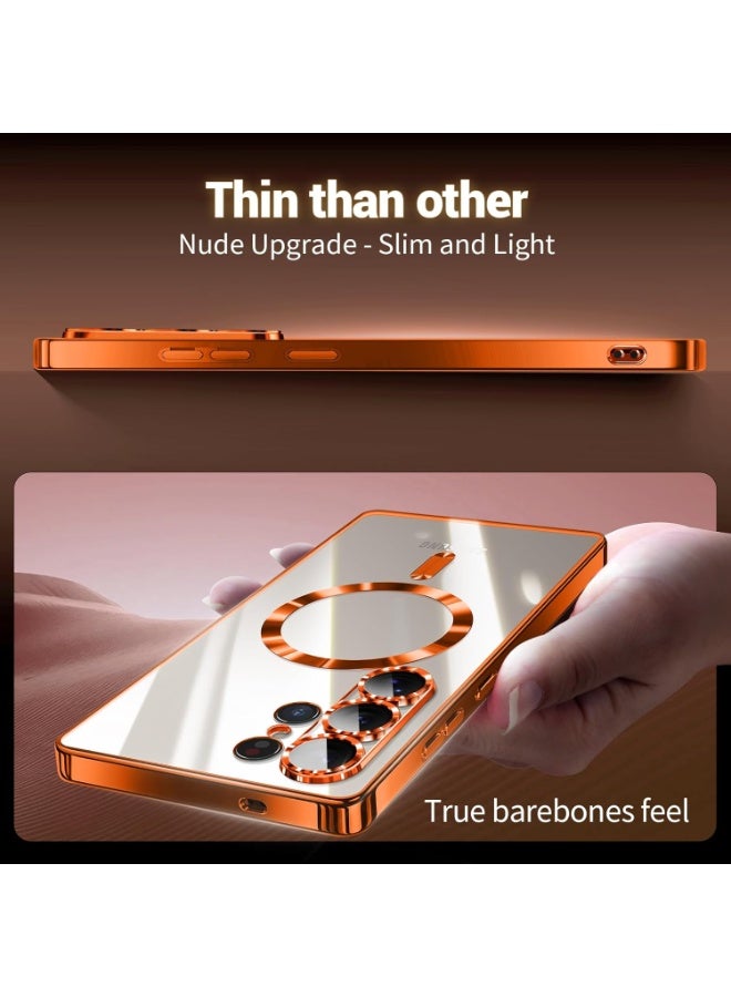 أكاليكس جراب مغناطيسي لهاتف سامسونج S26 ألترا، جراب شفاف، [متوافق مع ماج سيف، واقي عدسة كاميرا مدمج] | برتقالي - Image 2