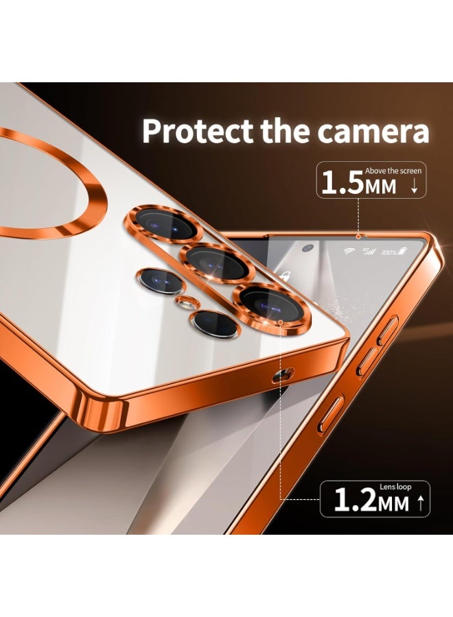 أكاليكس جراب مغناطيسي لهاتف سامسونج S26 ألترا، جراب شفاف، [متوافق مع ماج سيف، واقي عدسة كاميرا مدمج] | برتقالي - Image 4