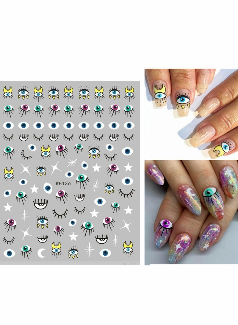 Excefore Nail Art Stickers Evil Eye, DIY Nail Art Supplies Self Adhesive Witch Nail Art Decals for Women Girls Nail Decoration Designer, French Nail Tattoos 9 Pieces - Image 5