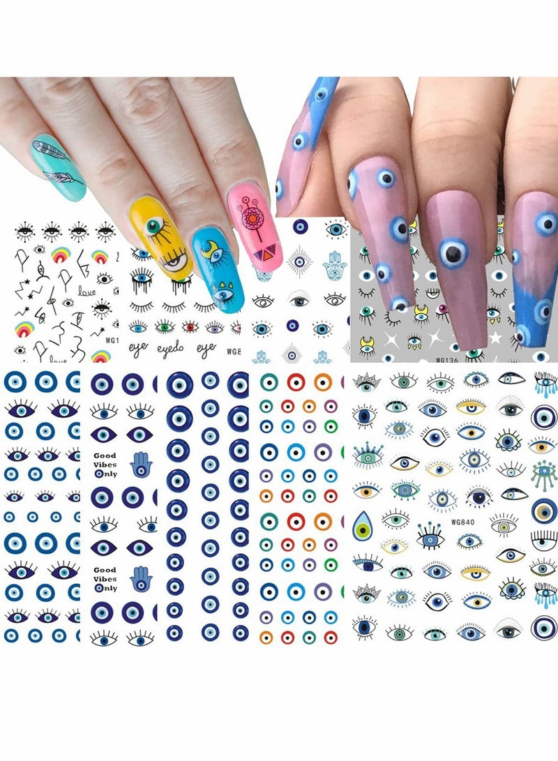 Excefore Nail Art Stickers Evil Eye, DIY Nail Art Supplies Self Adhesive Witch Nail Art Decals for Women Girls Nail Decoration Designer, French Nail Tattoos 9 Pieces - Image 2