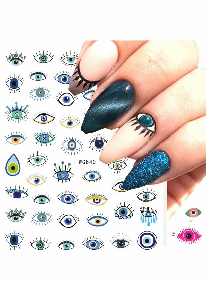 Excefore Nail Art Stickers Evil Eye, DIY Nail Art Supplies Self Adhesive Witch Nail Art Decals for Women Girls Nail Decoration Designer, French Nail Tattoos 9 Pieces - Image 3