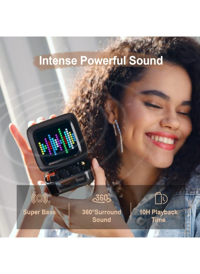 ديفوم سماعة Divoom Ditoo Retro بلوتوث - شاشة LED أمامية 16×16 بتصميم بيكسلي كلاسيكي | تحكم بالتطبيق، منبه، مؤقت، هدية عيد للرجال والعائلة (أسود) - Image 4