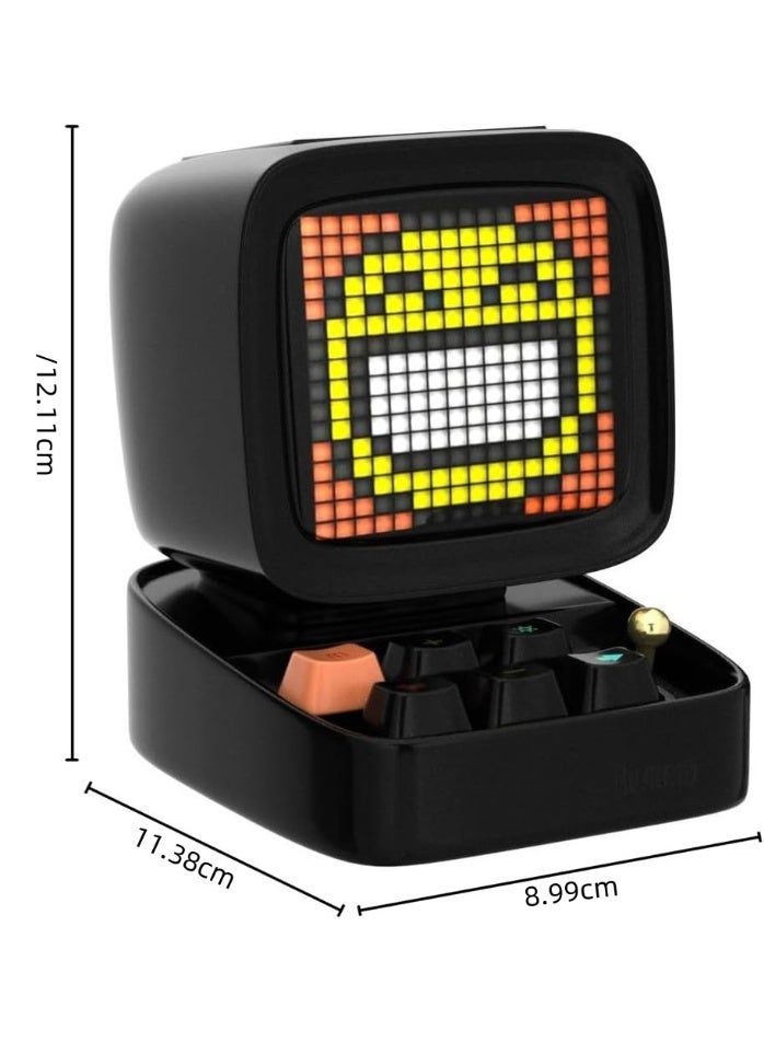 ديفوم سماعة Divoom Ditoo Retro بلوتوث - شاشة LED أمامية 16×16 بتصميم بيكسلي كلاسيكي | تحكم بالتطبيق، منبه، مؤقت، هدية عيد للرجال والعائلة (أسود) - Image 2