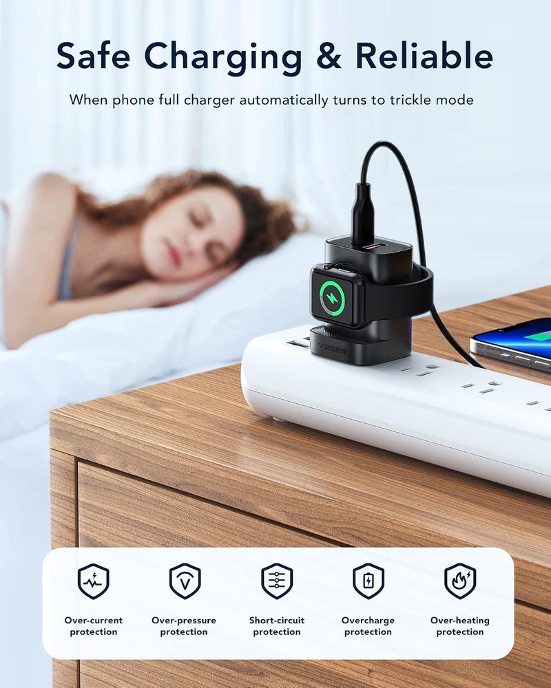 VEGER USB C Charger, PD 22.5W Fast Wall Charger for iWatch With Dual Port & Magnetic Charging, QC 3.0 Power Adapter Compatible With iPhone, Samsung, Android, Tablets - Image 5