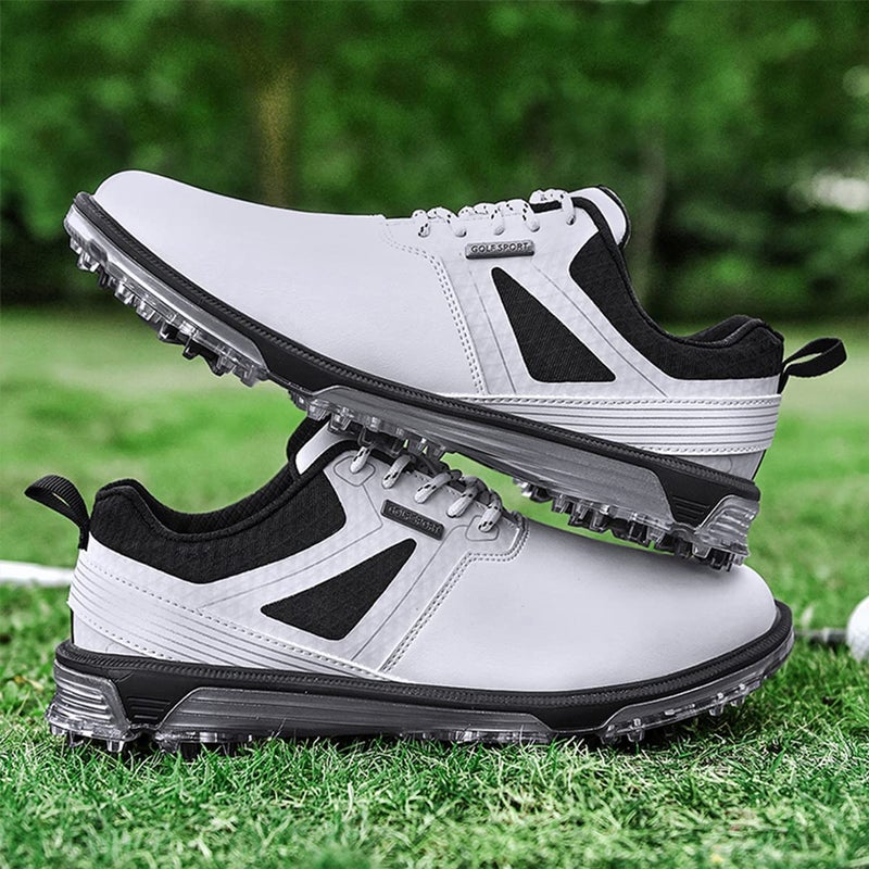 ULTIANT Men's Golf Shoes Fixed Nailless Sole Waterproof Lightweight No-Slip Walking Shoes Size7.5-14(White,43) - Image 3