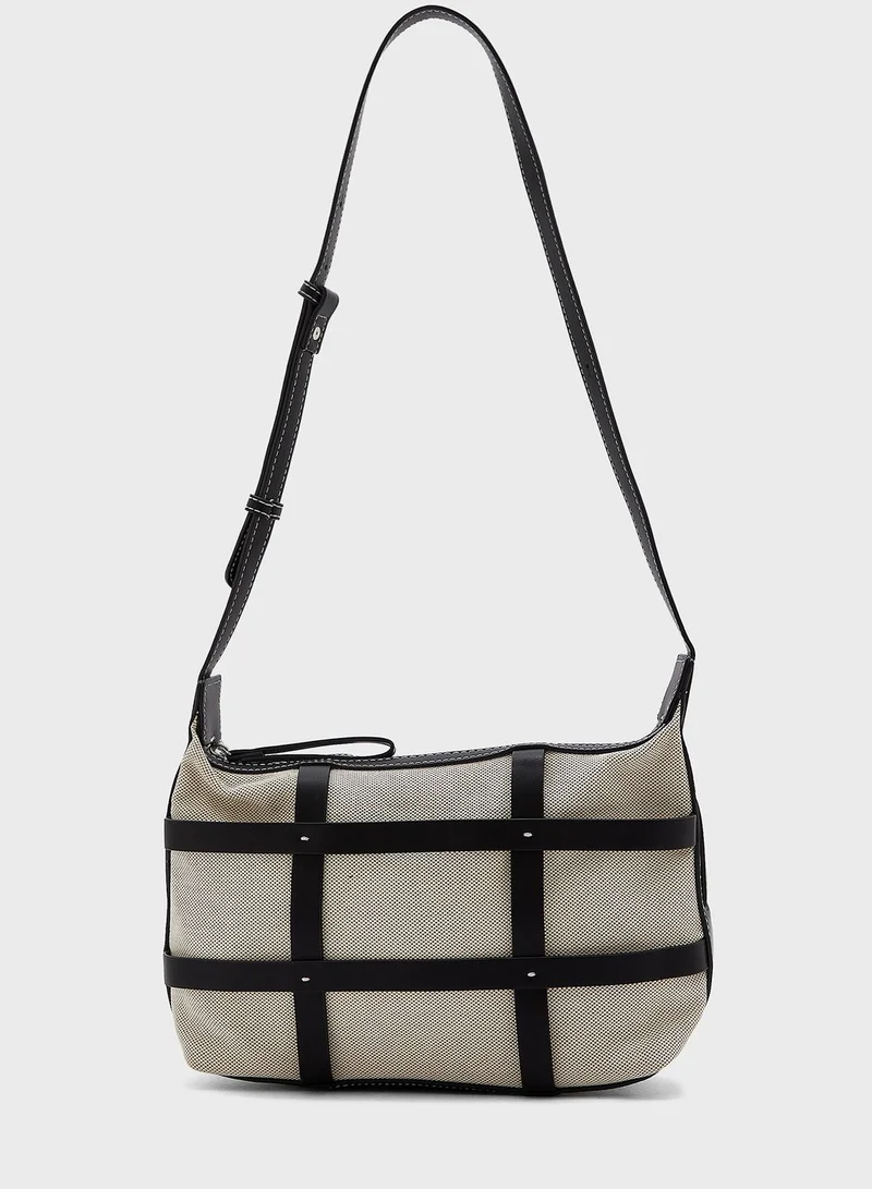 ELLA Canvas Contrast Handbag With Shoulder Strap