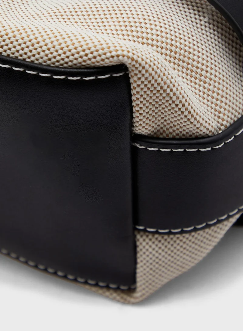 ELLA Canvas Contrast Handbag With Shoulder Strap