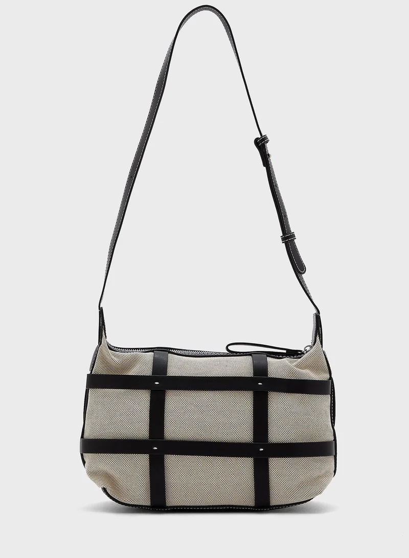 ELLA Canvas Contrast Handbag With Shoulder Strap