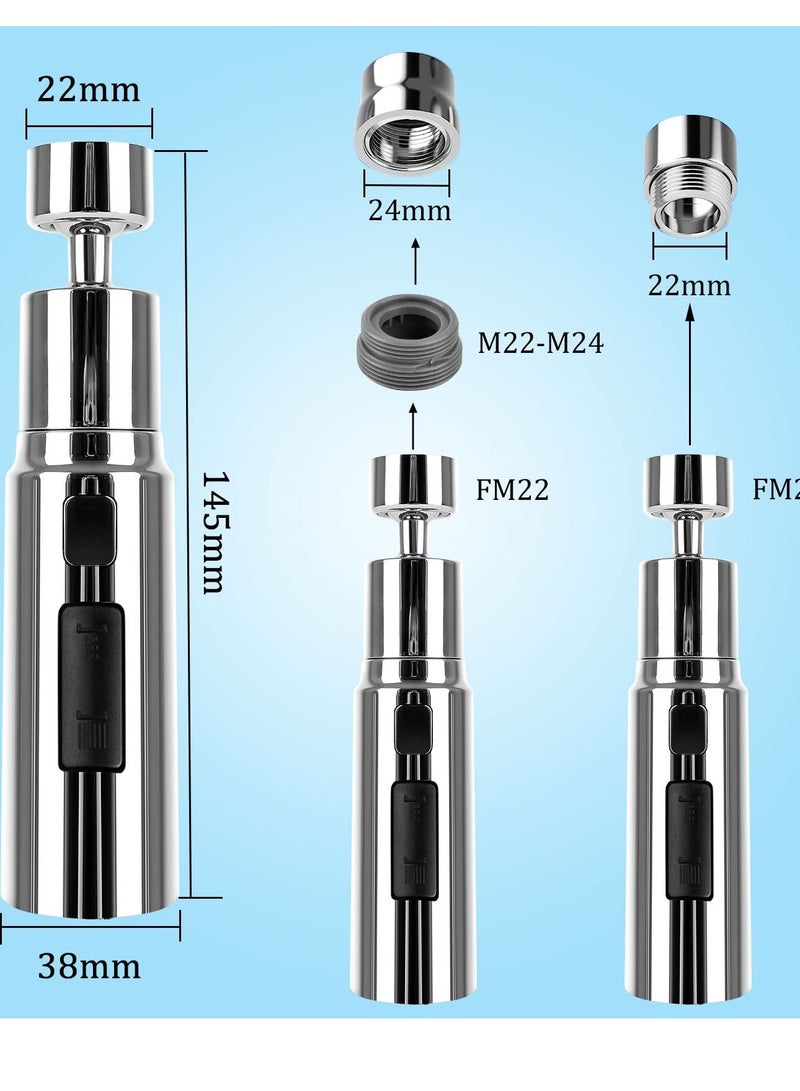 KASTWAVE رأس بخاخ صنبور المطبخ، بخاخ صنبور حوض المطبخ، فوهة دوارة 360° FM22M24، ملحق مطول لصنبور حوض المطبخ، ملحقات محول الصنبور 3 أوضاع - Image 3