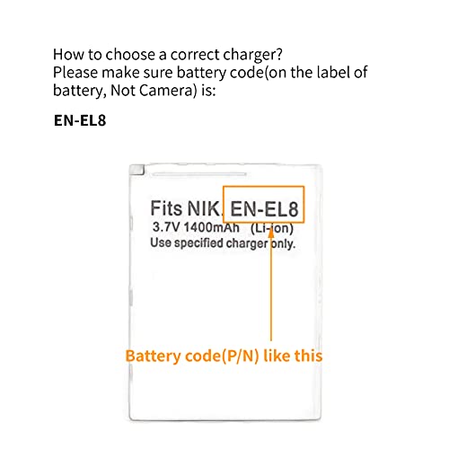 Norifon EN-EL8 LCD USB Charger for Nikon Coolpix S52c, P1, P2, S1, S2, S3, S5, S50, S50c, S51, S51c, S52, S6, S7, S7c, S8, S9 Camera and More - Image 3
