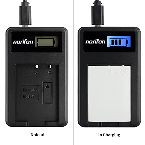 Norifon EN-EL8 LCD USB Charger for Nikon Coolpix S52c, P1, P2, S1, S2, S3, S5, S50, S50c, S51, S51c, S52, S6, S7, S7c, S8, S9 Camera and More - Image 4