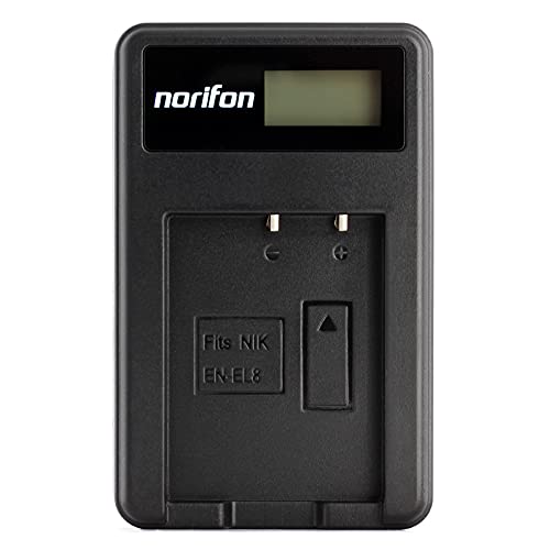 Norifon EN-EL8 LCD USB Charger for Nikon Coolpix S52c, P1, P2, S1, S2, S3, S5, S50, S50c, S51, S51c, S52, S6, S7, S7c, S8, S9 Camera and More - Image 1