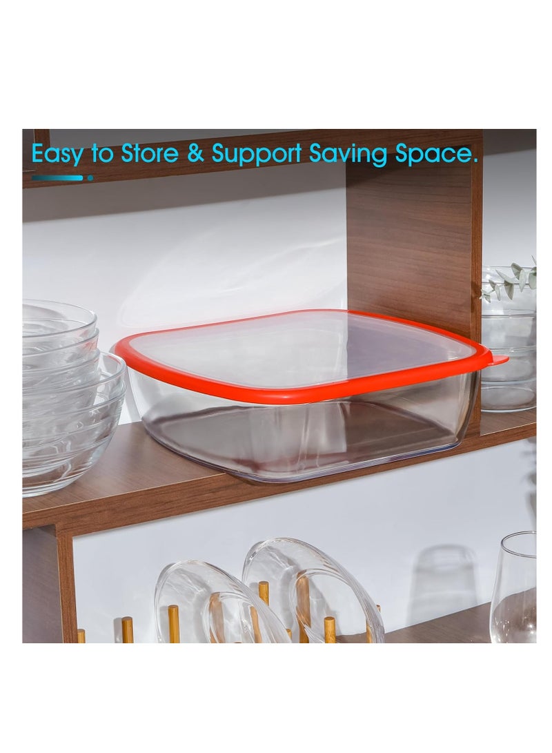 NUTRIUPS 2.7 QT Square Glass Baking Dish with Red Visible Lid, 9x9 Baking Dish with Lid, LARGE and DEEP Baking Dish for Oven - Image 2