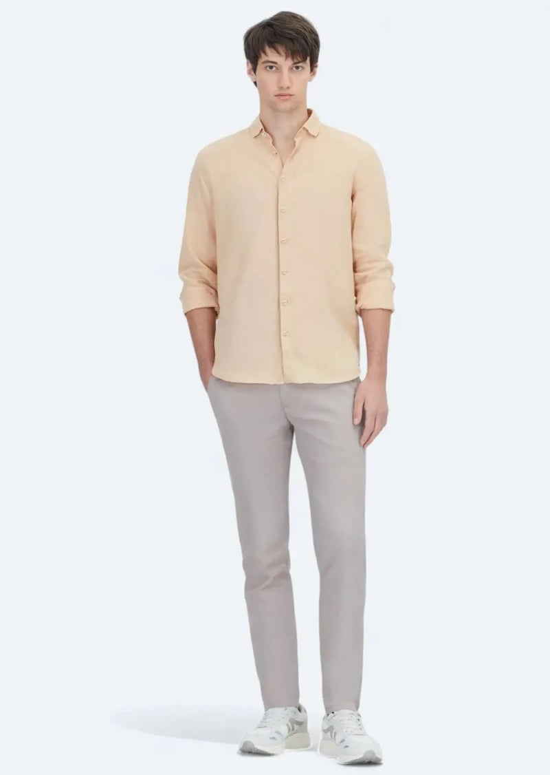 Saffron Plain Weave Casual Cotton Blend Shirt